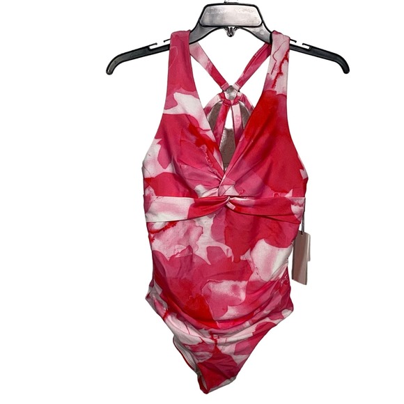 Calvin Klein PINK Tie Dye Strappy-Back One-Piece Swimsuit US 8 - Picture 1 of 8